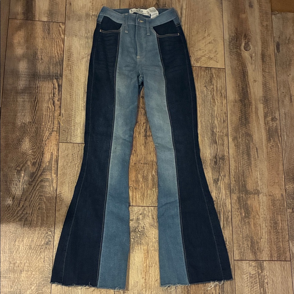 Stylish Two-Tone Flare Jeans